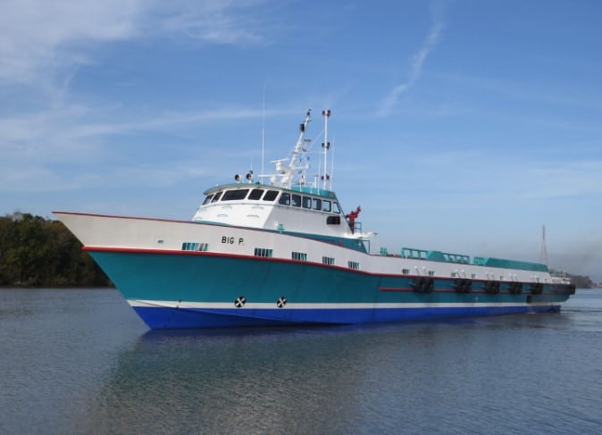 the crew boat underway