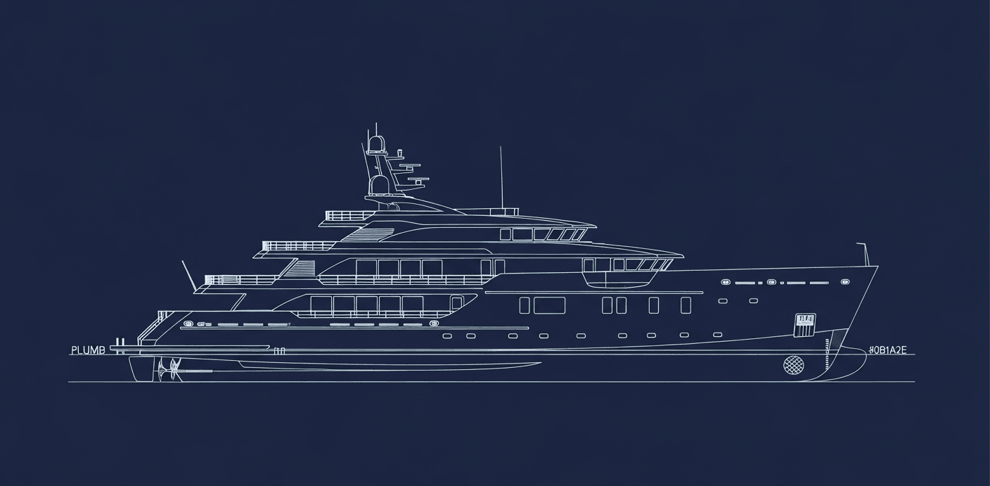 Expedition Yacht side elevation blueprint