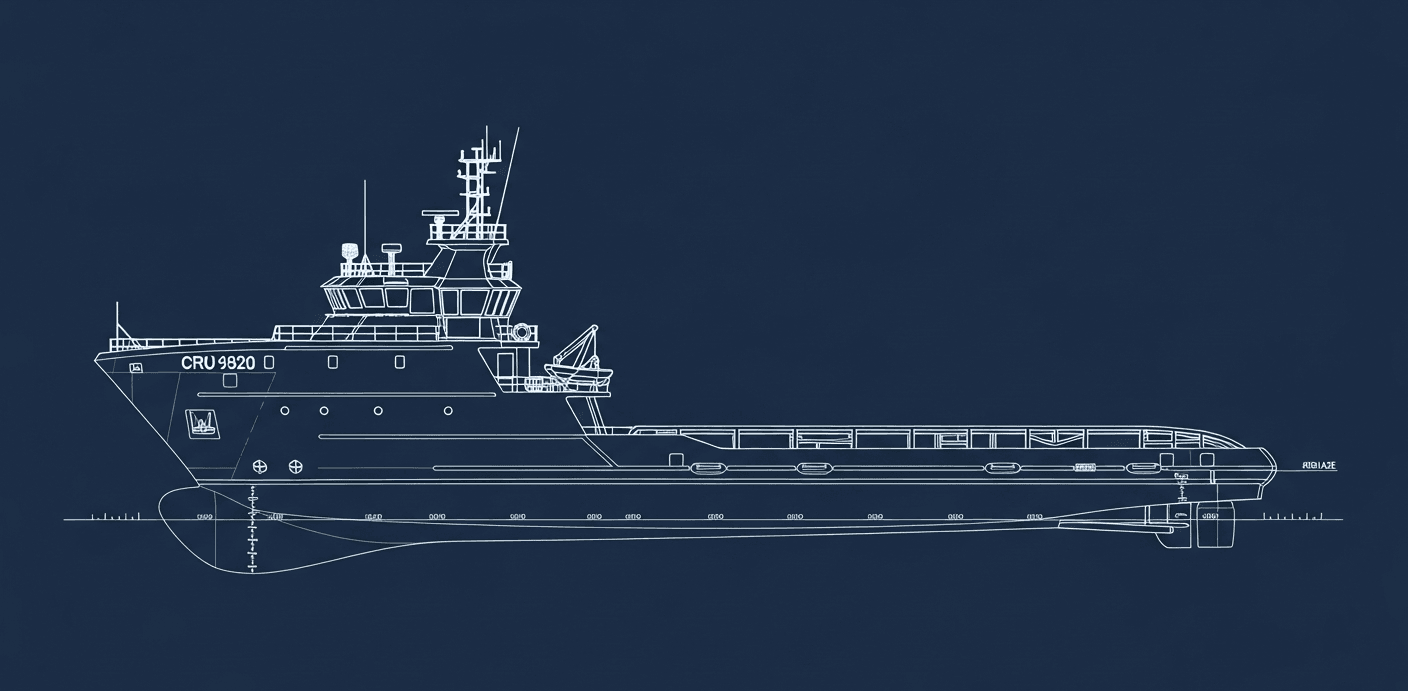 Offshore Supply side elevation blueprint
