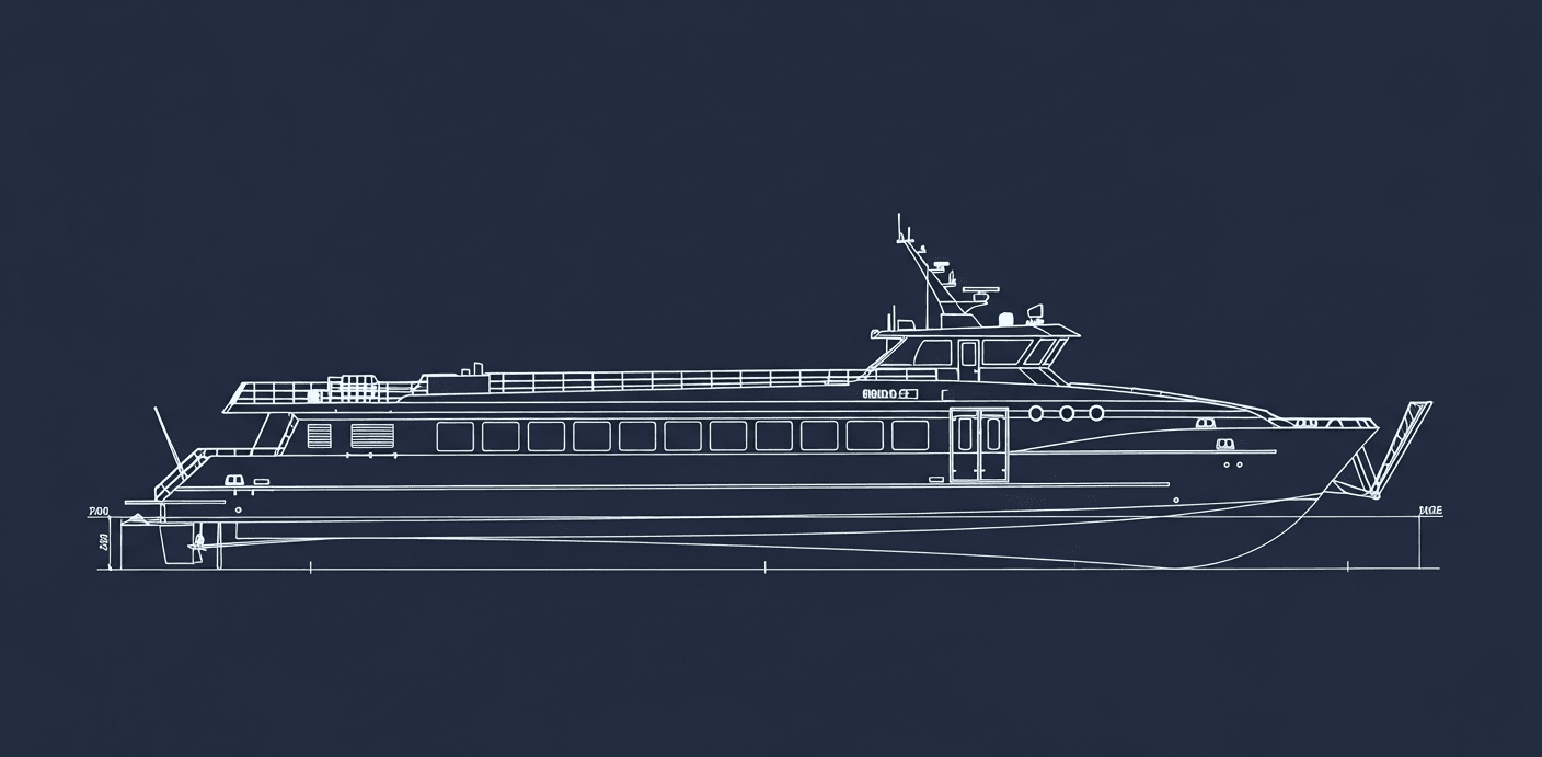 Passenger Ferry side elevation blueprint